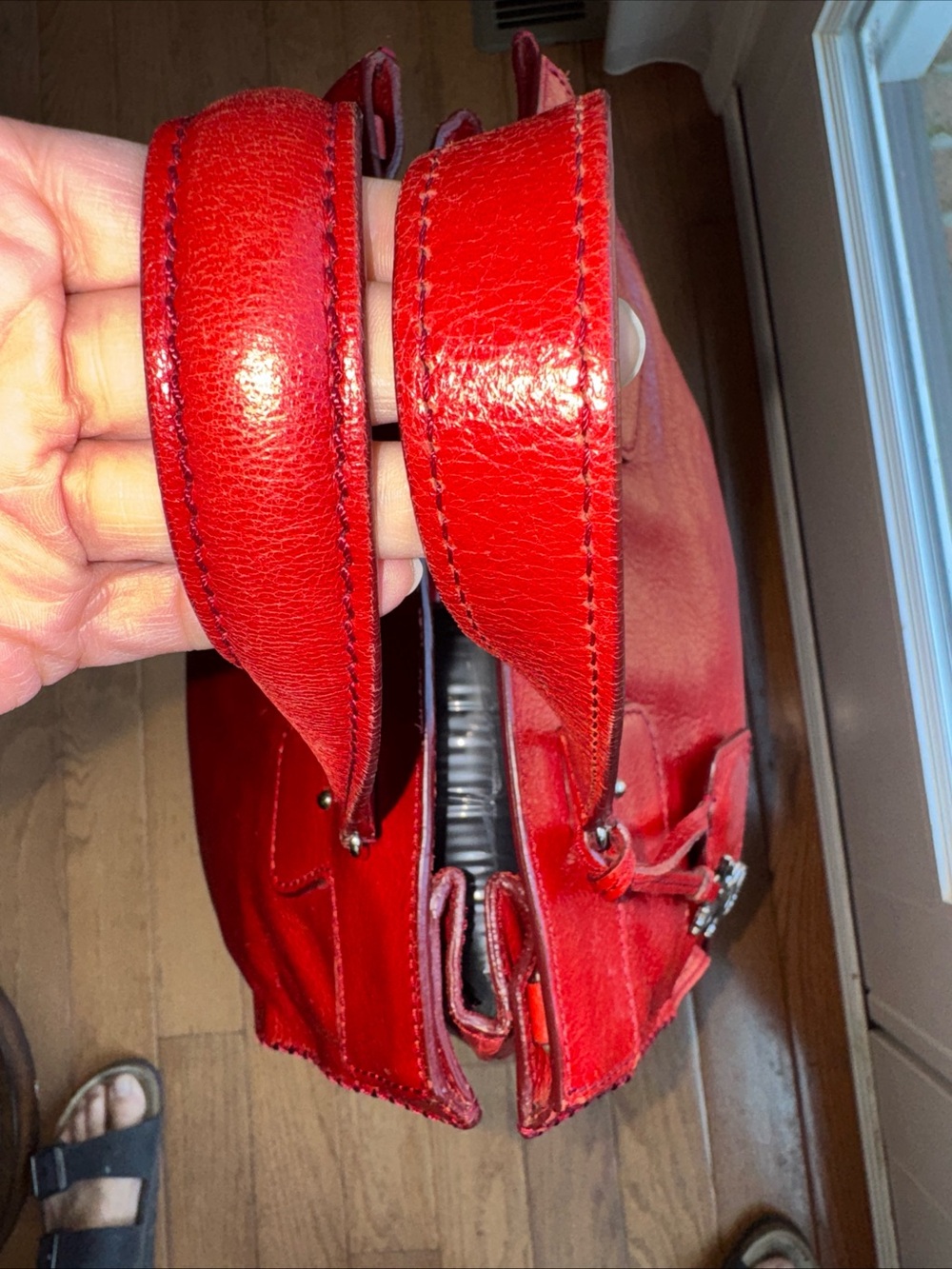 Vintage Red Leather Celine Shoulder Bag Made In Italy - Picture 11 of 15